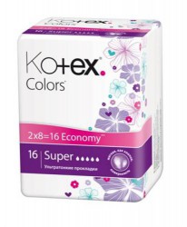 Прокладки женские, Kotex (Котекс) №16 колор ультра супер сетч